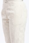 ABRAHAM AND THAKORE_White Chanderi Cut Work Bird Trouser _at_Aza_Fashions
