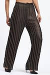 ABRAHAM AND THAKORE_Black Georgette Gold Foil Beaded Trouser _Online_at_Aza_Fashions