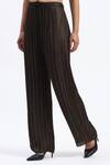 Buy_ABRAHAM AND THAKORE_Black Georgette Gold Foil Beaded Trouser _Online_at_Aza_Fashions