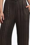 ABRAHAM AND THAKORE_Black Georgette Gold Foil Beaded Trouser _at_Aza_Fashions
