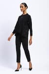 ABRAHAM AND THAKORE_Black Viscose Stones Open Neck Embellished Shrug _Online_at_Aza_Fashions