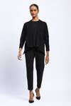Shop_ABRAHAM AND THAKORE_Black Viscose Stones Open Neck Embellished Shrug _Online_at_Aza_Fashions