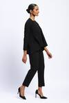 ABRAHAM AND THAKORE_Black Viscose Stones Open Neck Embellished Shrug _at_Aza_Fashions