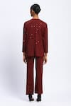 Shop_ABRAHAM AND THAKORE_Burgundy Viscose Sequins Round Neck Embellished Dot Print Shrug _at_Aza_Fashions