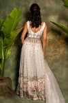 Shop_Archana Kochhar_Ivory Georgette, Net Sequins V-neck Anarkali Set _at_Aza_Fashions