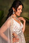 Shop_Archana Kochhar_Ivory Georgette, Net Sequins V-neck Anarkali Set _Online_at_Aza_Fashions