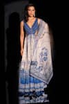 Buy_Archana Kochhar_Blue Georgette, Net Embroidery V-neck Anarkali Set _at_Aza_Fashions
