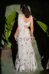 Shop_Archana Kochhar_Ivory Georgette Sequins, Beads V-neck Sharara Sari Set _at_Aza_Fashions