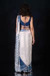 Shop_Archana Kochhar_White Georgette Beads, Sequins Plunge Neck Designer Pre-draped Saree Set _at_Aza_Fashions