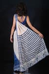 Archana Kochhar_White Georgette Beads, Sequins Plunge Neck Designer Pre-draped Saree Set _at_Aza_Fashions