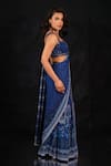 Archana Kochhar_Blue Georgette Sequins, Embroidery Sweetheart Neck Designer Pre-draped Saree Set _Online_at_Aza_Fashions