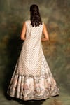 Shop_Archana Kochhar_Ivory Silk Embroidery Round Neck Printed Jacket Lehenga Set _at_Aza_Fashions