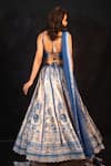 Shop_Archana Kochhar_Blue Silk Embroidery V-neck The Neel Mahal Fusion Lehenga Set _at_Aza_Fashions