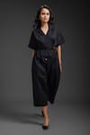 Buy_Deepika Arora_Black Cotton Collared Designer Jumpsuit _at_Aza_Fashions