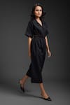 Buy_Deepika Arora_Black Cotton Collared Designer Jumpsuit _Online_at_Aza_Fashions