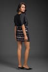 Shop_Deepika Arora_Black Taffeta Sequins V-neck Top And Skirt Set _at_Aza_Fashions