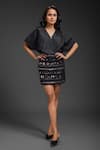 Buy_Deepika Arora_Black Ponte Roma Sequins Short Skirt _at_Aza_Fashions