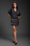 Deepika Arora_Black Ponte Roma Sequins Short Skirt _at_Aza_Fashions