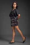 Buy_Deepika Arora_Black Ponte Roma Sequins Short Skirt 