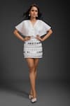 Buy_Deepika Arora_White Ponte Roma Sequins Designer Skirt _at_Aza_Fashions