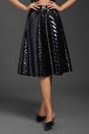 Deepika Arora_Black Velvet Vegan Leather Midi Skirt _Online_at_Aza_Fashions