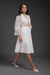 Deepika Arora_White Velvet Vegan Leather Midi Skirt _Online_at_Aza_Fashions