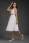 Shop_Deepika Arora_White Velvet Vegan Leather Midi Skirt _Online_at_Aza_Fashions