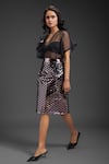 Shop_Deepika Arora_Black Velour, Velvet V-neck Vegan Leather Skirt Set _Online_at_Aza_Fashions