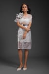 Buy_Deepika Arora_White Velvet, Leather Cut Work V-, Sweetheart Vegan Skirt Set _at_Aza_Fashions