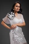 Deepika Arora_White Velvet, Leather Cut Work V-, Sweetheart Vegan Skirt Set _Online_at_Aza_Fashions