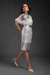 Shop_Deepika Arora_White Velvet, Leather Cut Work V-, Sweetheart Vegan Skirt Set _Online_at_Aza_Fashions