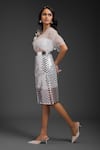 Buy_Deepika Arora_White Velvet, Leather Cut Work V-, Sweetheart Vegan Skirt Set 