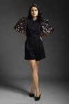 Buy_Deepika Arora_Black Polyester Collared Designer Playsuit With Belt _at_Aza_Fashions