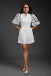 Buy_Deepika Arora_White Collared Designer Playsuit With Belt _at_Aza_Fashions