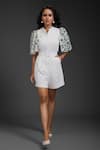 Buy_Deepika Arora_White Collared Designer Playsuit With Belt _Online_at_Aza_Fashions