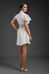 Shop_Deepika Arora_White Ponte Roma Cut Work Collared Designer Playsuit With Belt _at_Aza_Fashions