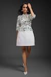 Buy_Deepika Arora_White Suede Sequins, Mirrors Round Neck Designer Dress And Bustier Set _at_Aza_Fashions