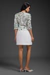 Shop_Deepika Arora_White Suede Sequins, Mirrors Round Neck Designer Dress And Bustier Set _at_Aza_Fashions