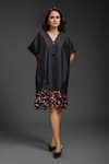 Buy_Deepika Arora_Black Taffeta V-neck Designer Dress _at_Aza_Fashions