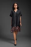 Deepika Arora_Black Taffeta V-neck Designer Dress _Online_at_Aza_Fashions
