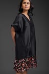 Buy_Deepika Arora_Black Taffeta V-neck Designer Dress _Online_at_Aza_Fashions