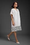 Shop_Deepika Arora_White Taffeta V-neck Designer Dress _Online_at_Aza_Fashions