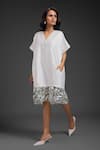 Deepika Arora_White Taffeta V-neck Designer Dress _at_Aza_Fashions