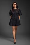 Buy_Deepika Arora_Black Cotton Beads Round Neck Designer Short Dress _at_Aza_Fashions