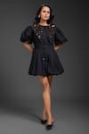 Buy_Deepika Arora_Black Cotton Beads Round Neck Designer Short Dress _Online_at_Aza_Fashions