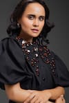Deepika Arora_Black Cotton Beads Round Neck Designer Short Dress _at_Aza_Fashions