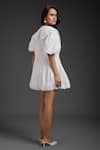 Shop_Deepika Arora_White Cotton Beads, Sequins Collared Designer Short Dress _at_Aza_Fashions