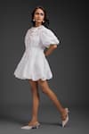 Deepika Arora_White Cotton Beads, Sequins Collared Designer Short Dress _Online_at_Aza_Fashions