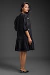 Shop_Deepika Arora_Black Cotton Round Neck Puff Sleeve Designer Dress _at_Aza_Fashions