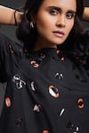 Deepika Arora_Black Cotton Round Neck Puff Sleeve Designer Dress _at_Aza_Fashions